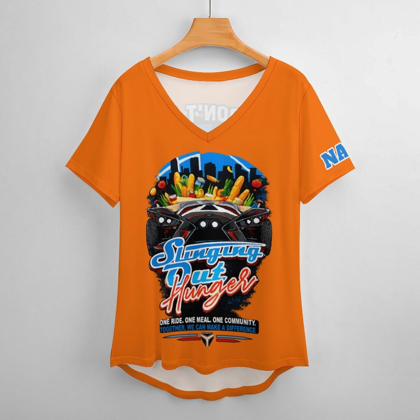 R4L Slinging Out Hunger Women's Ice Silk V-Neck T-Shirt - Org