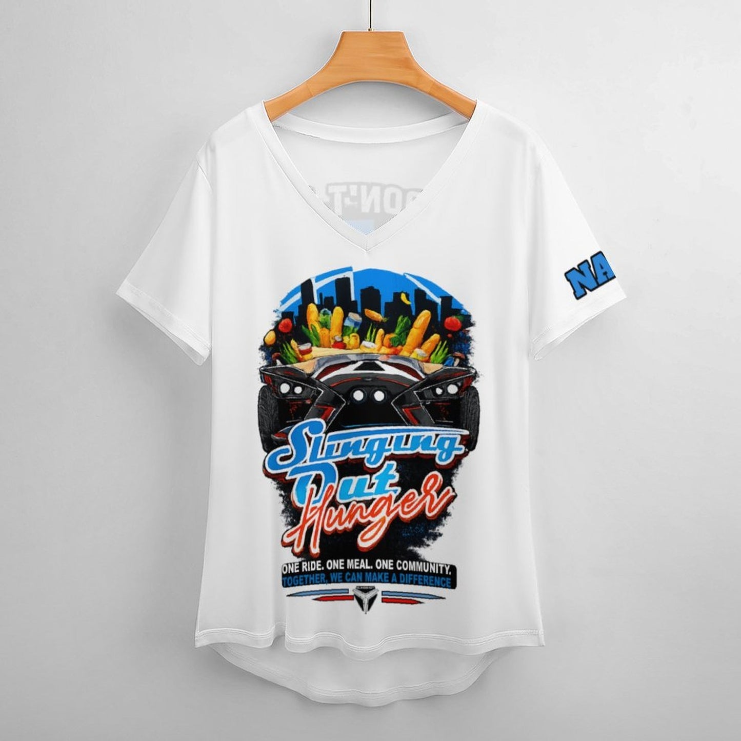 R4L Slinging Out Hunger Women's Ice Silk V-Neck T-Shirt - Wht