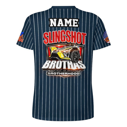 R4L Slingshot Brothas Striped Ice Silk Tee - Blu