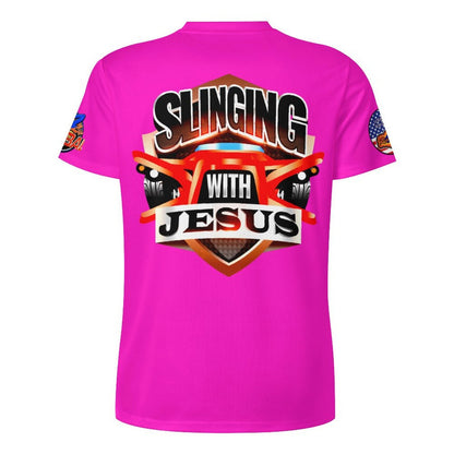 R4L Slinging with Jesus Glowing Cross Ice Silk Tee Pnk