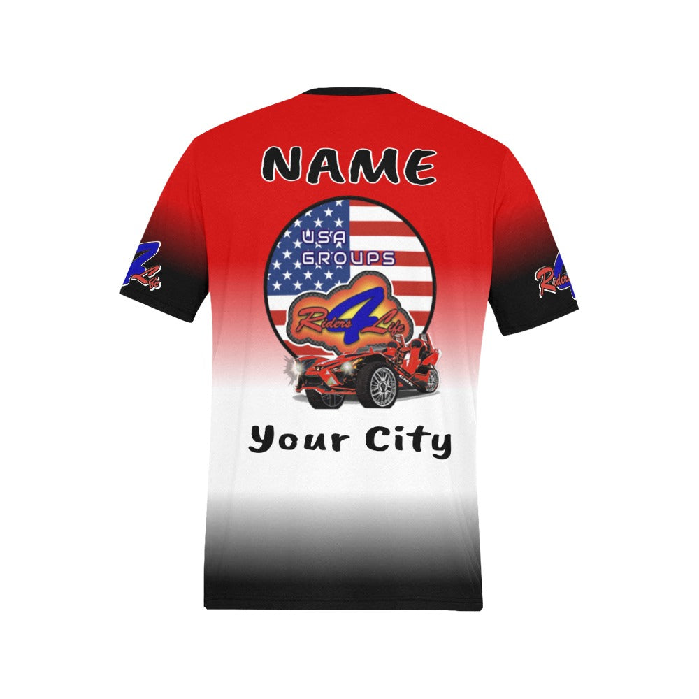 R4L Customizable USA Groups Casual Tee - Add your City, State and Name - 8 Colors