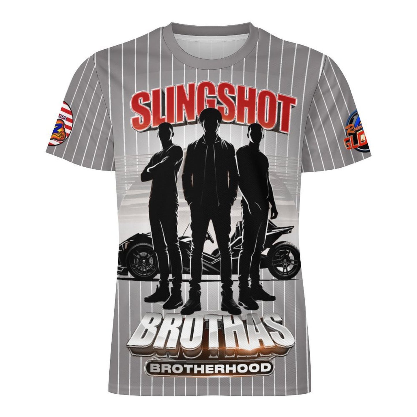 R4L Slingshot Brothas Striped Ice Silk Tee - Gry