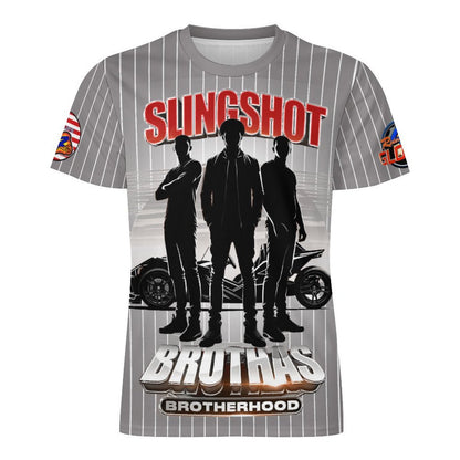 R4L Slingshot Brothas Striped Ice Silk Tee - Gry