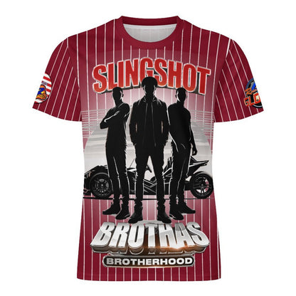 R4L Slingshot Brothas Striped Ice Silk Tee - Maroon