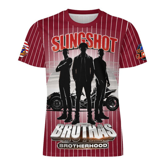 R4L Slingshot Brothas Striped Ice Silk Tee - Maroon