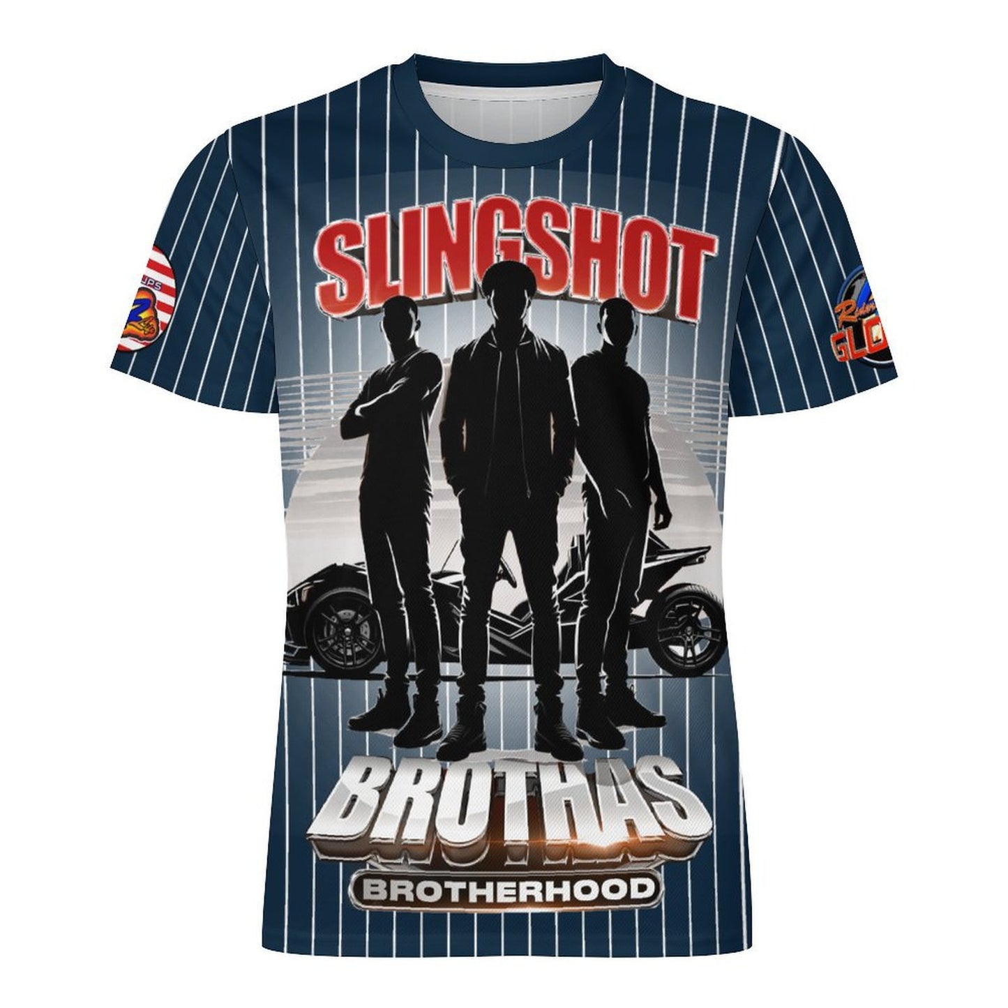R4L Slingshot Brothas Striped Ice Silk Tee - Blu