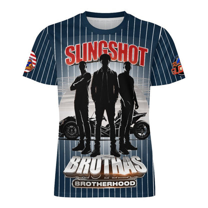 R4L Slingshot Brothas Striped Ice Silk Tee - Blu