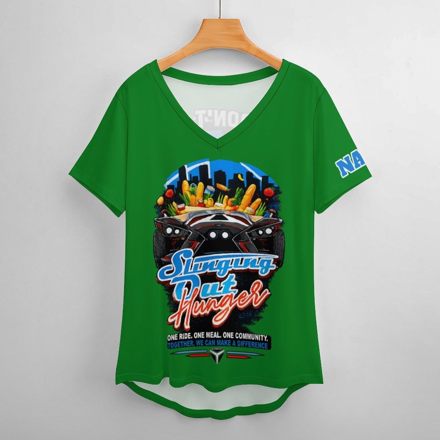 R4L Slinging Out Hunger Women's Ice Silk V-Neck T-Shirt - Grn