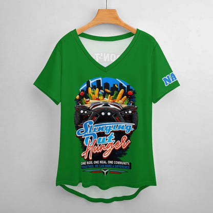 R4L Slinging Out Hunger Women's Ice Silk V-Neck T-Shirt - Grn