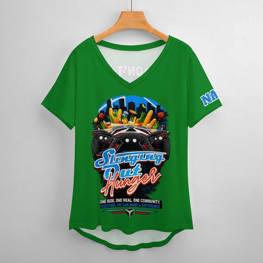 R4L Slinging Out Hunger Women's Ice Silk V-Neck T-Shirt - Grn