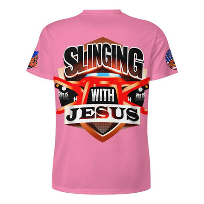 R4L Slinging with Jesus Praying Hands 2 Ice Silk Tee Pnk