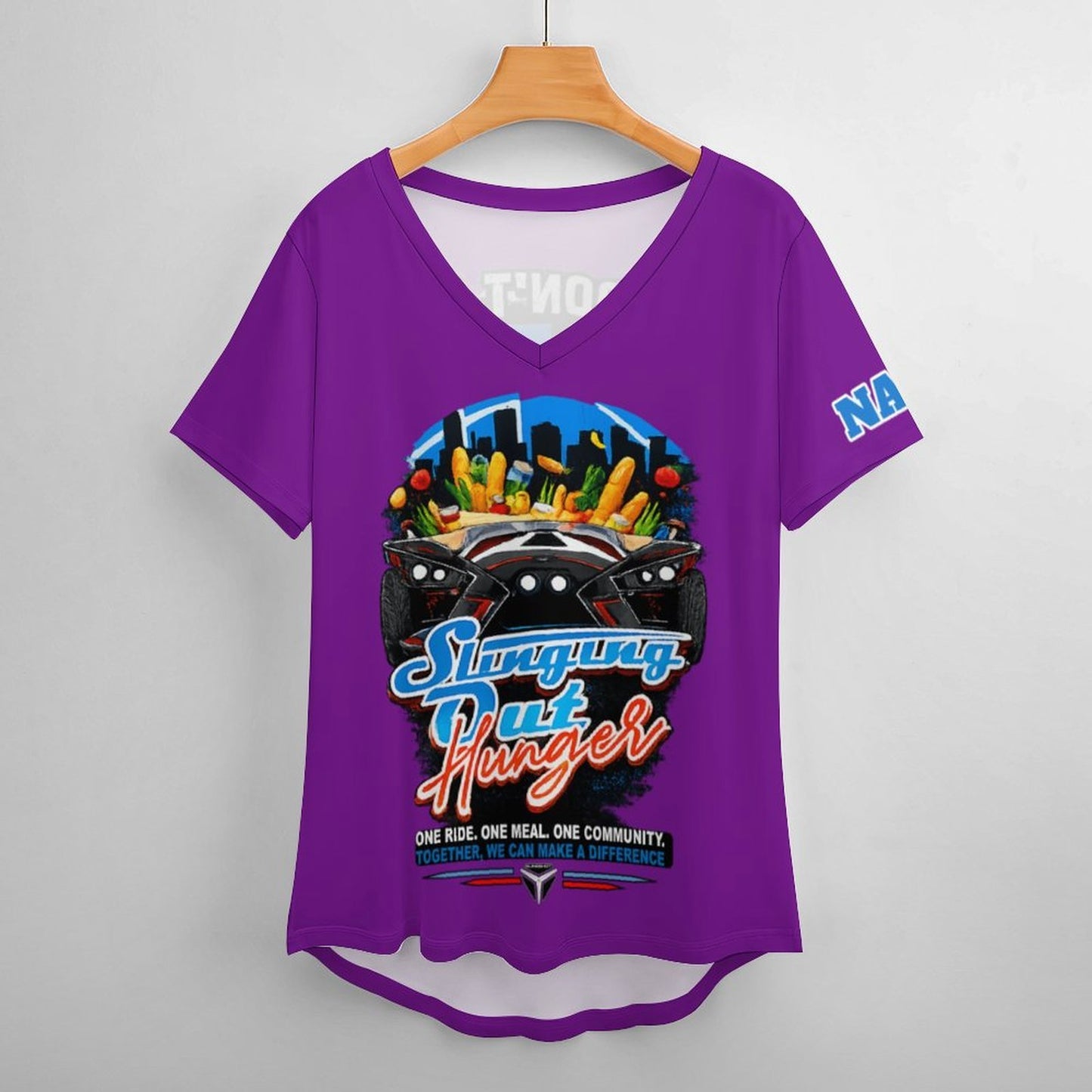 R4L Slinging Out Hunger Women's Ice Silk V-Neck T-Shirt - Prple
