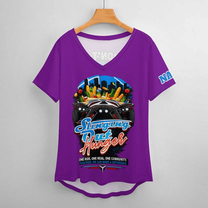 R4L Slinging Out Hunger Women's Ice Silk V-Neck T-Shirt - Prple