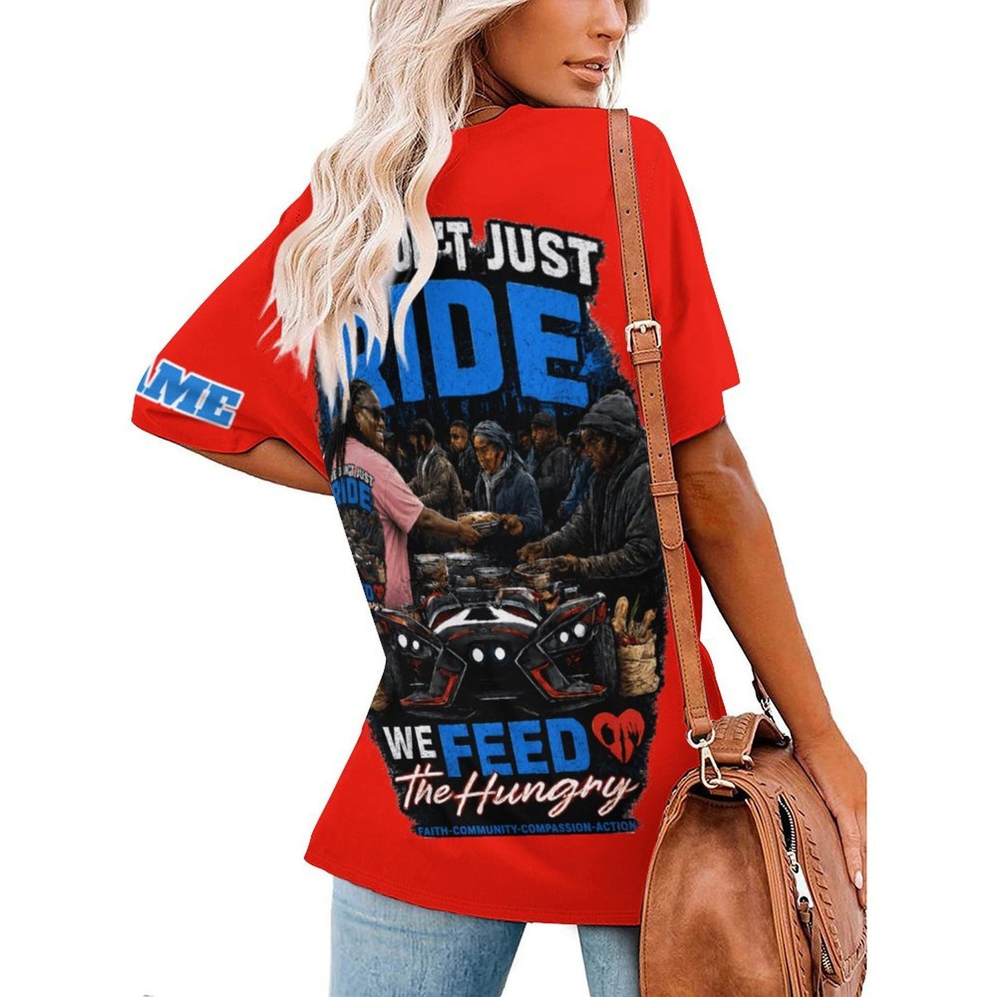 R4L Slinging Out Hunger Women's Ice Silk V-Neck T-Shirt - Red