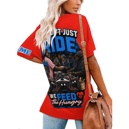 R4L Slinging Out Hunger Women's Ice Silk V-Neck T-Shirt - Red
