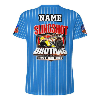R4L Slingshot Brothas Striped Ice Silk Tee - Lgt Blu