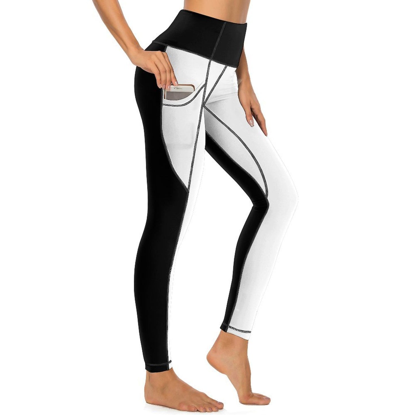 R4L Wht/Blk Pocketed Leggings