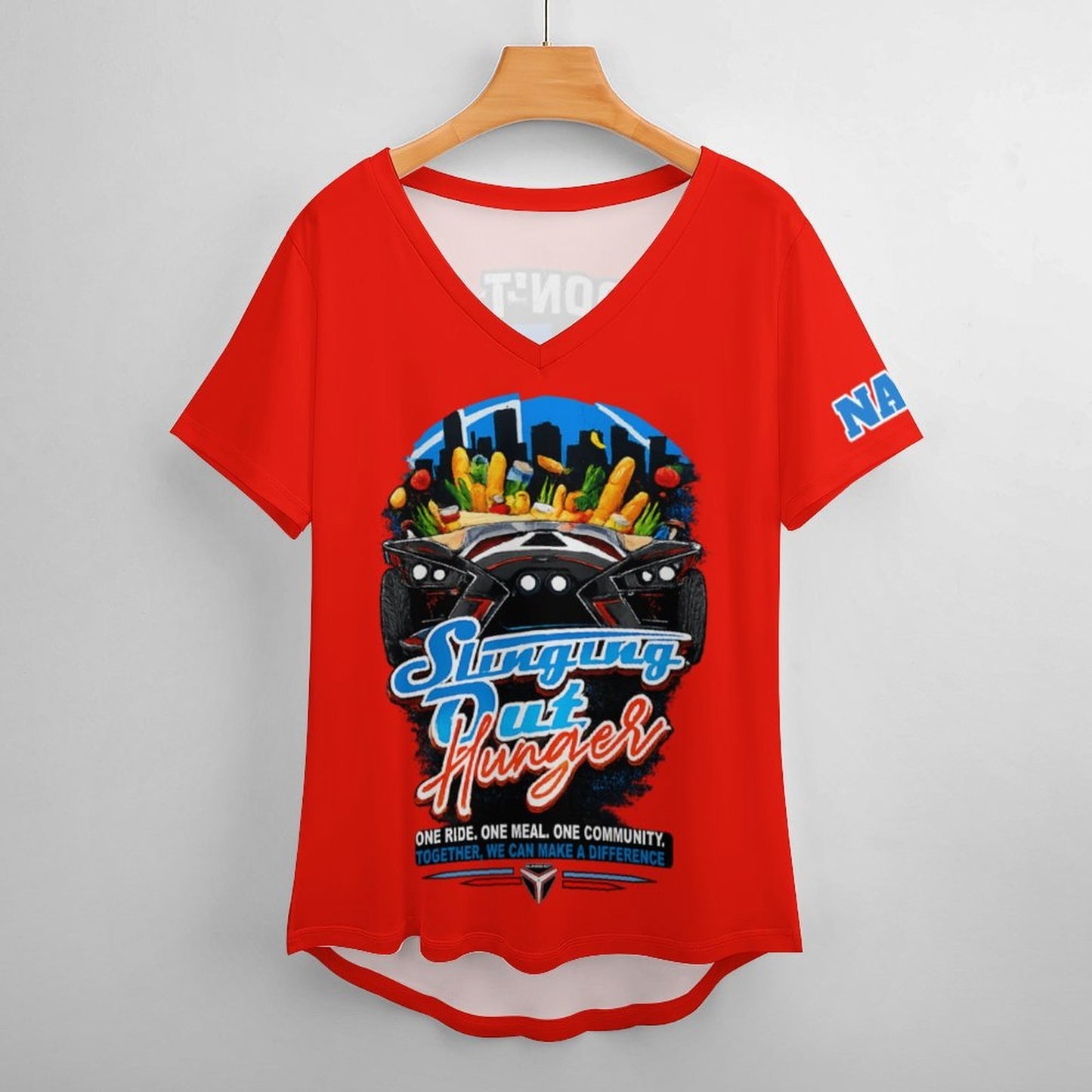 R4L Slinging Out Hunger Women's Ice Silk V-Neck T-Shirt - Red
