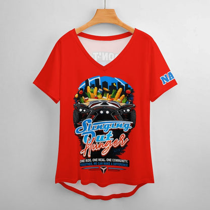 R4L Slinging Out Hunger Women's Ice Silk V-Neck T-Shirt - Red