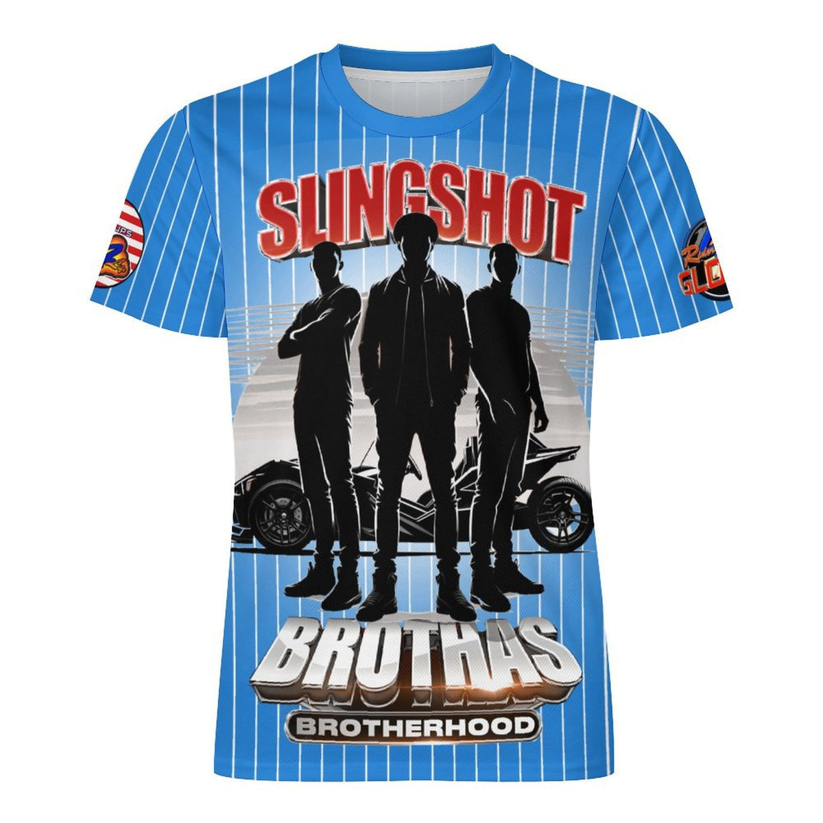 R4L Slingshot Brothas Striped Ice Silk Tee - Lgt Blu