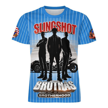 R4L Slingshot Brothas Striped Ice Silk Tee - Lgt Blu