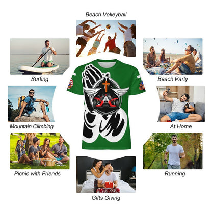 Design Men's Ice Silk All Print T-Shirt Grn