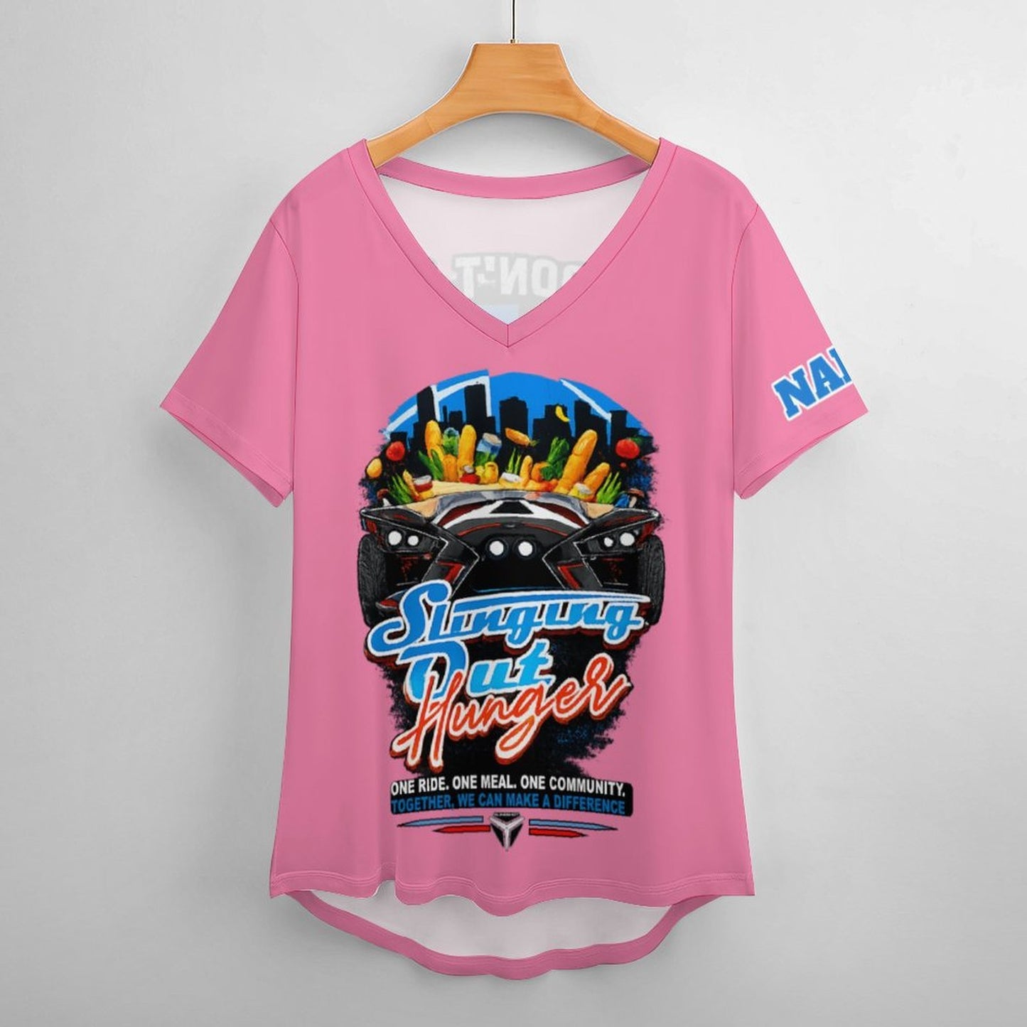 R4L Slinging Out Hunger Women's Ice Silk V-Neck T-Shirt - Pnk