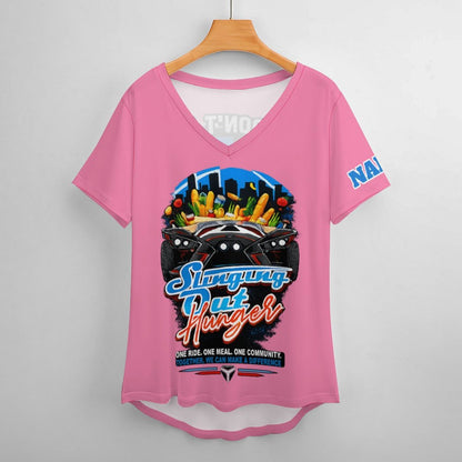 R4L Slinging Out Hunger Women's Ice Silk V-Neck T-Shirt - Pnk