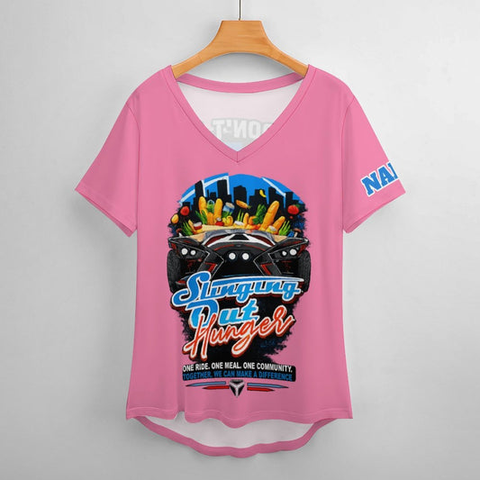 R4L Slinging Out Hunger Women's Ice Silk V-Neck T-Shirt - Pnk