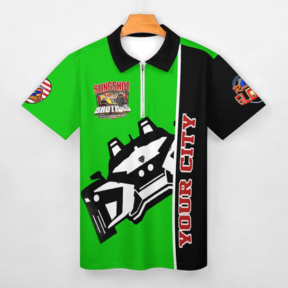 R4L Short-Sleeve Zip Polo Shirt - Grn