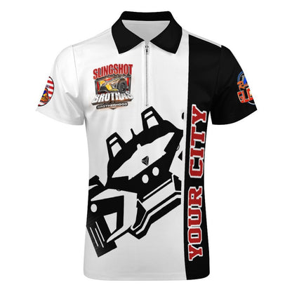 R4L Short-Sleeve Zip Polo Shirt - Wht