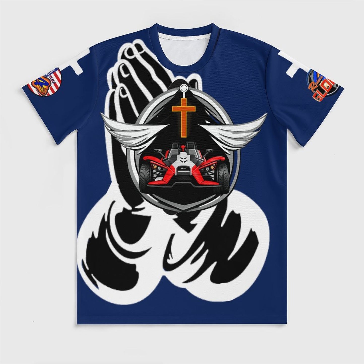 R4L Slinging with Jesus Praying Hands Ice Silk Tee Blu