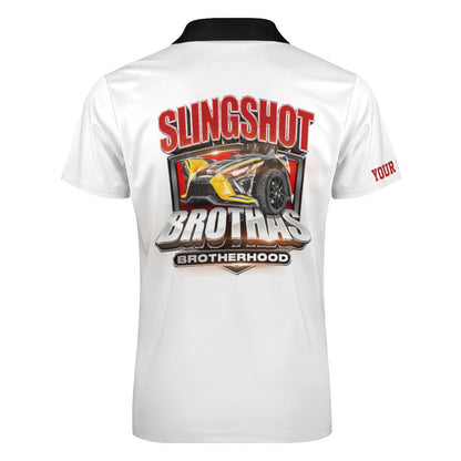 R4L Slingshot Brothas Customizable Short-Sleeve Zip Polo Shirt - 7 Colors - Add your City (Front) and State (Right Sleeve)