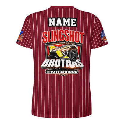 R4L Slingshot Brothas Striped Ice Silk Tee - Maroon
