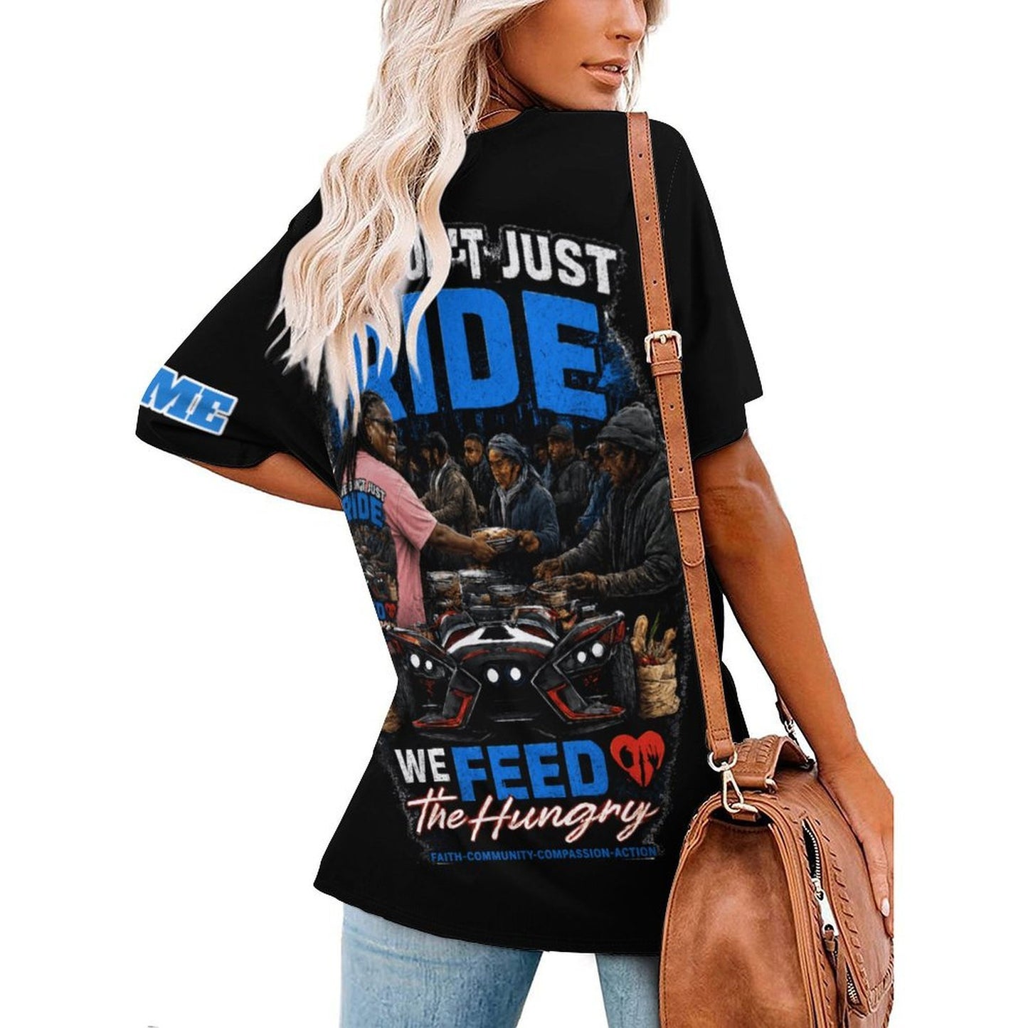 R4L Slinging Out Hunger Women's Ice Silk V-Neck T-Shirt - Blk