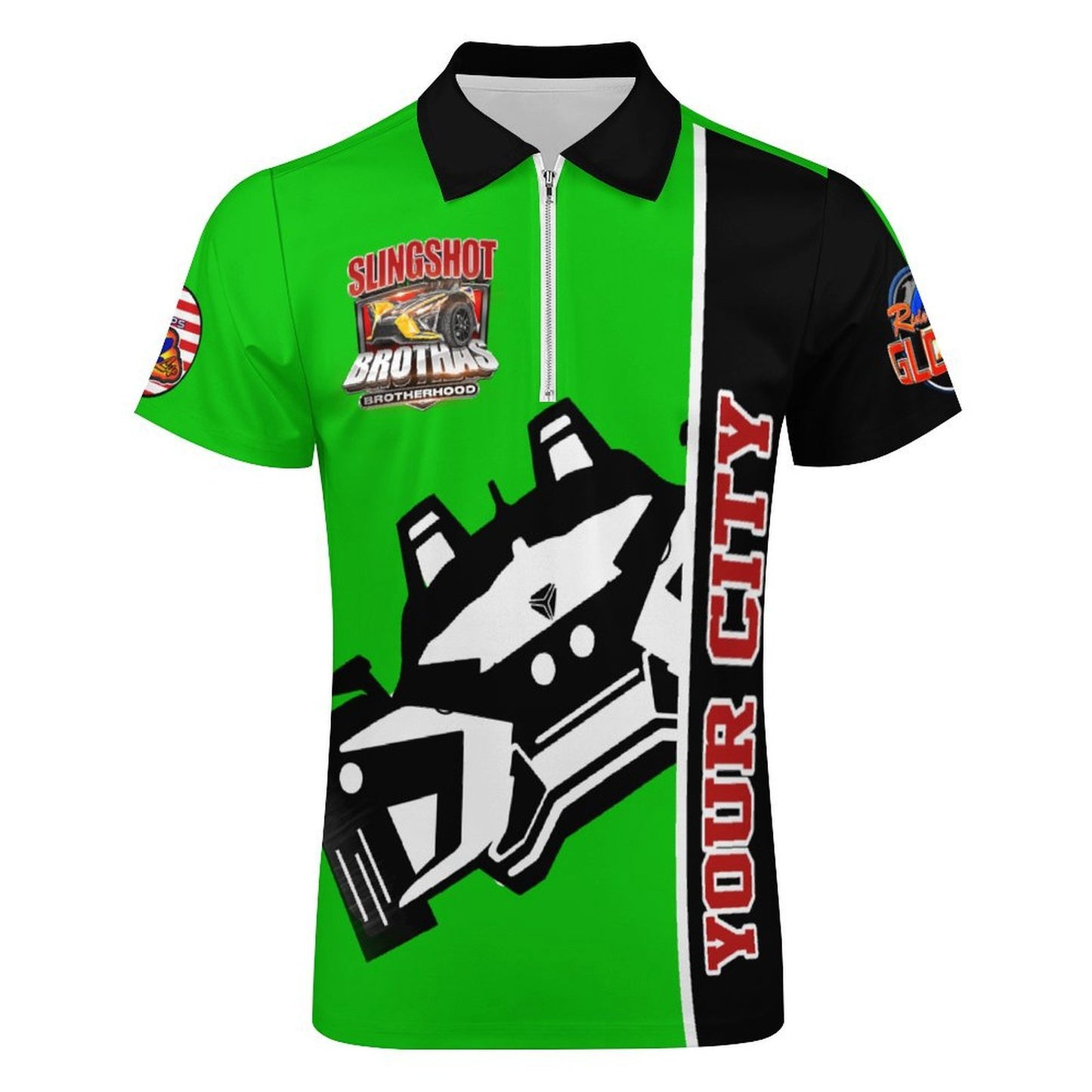 R4L Short-Sleeve Zip Polo Shirt - Grn