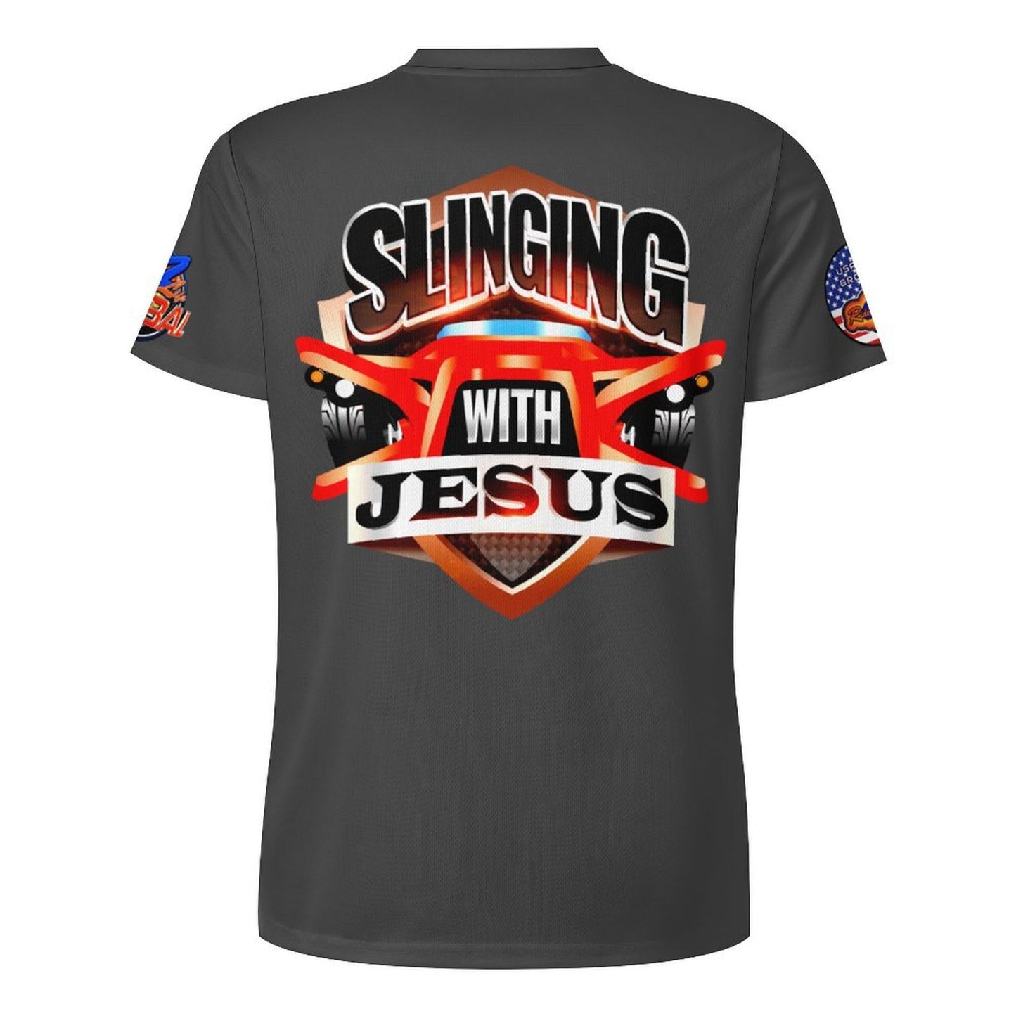 R4L Slinging with Jesus Glowing Cross Ice Silk Tee Gry