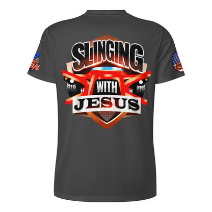 R4L Slinging with Jesus Glowing Cross Ice Silk Tee Gry