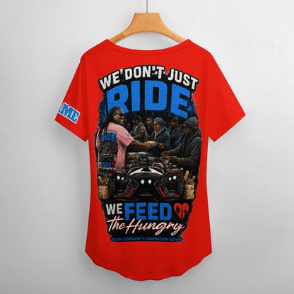R4L Slinging Out Hunger Women's Ice Silk V-Neck T-Shirt - Red