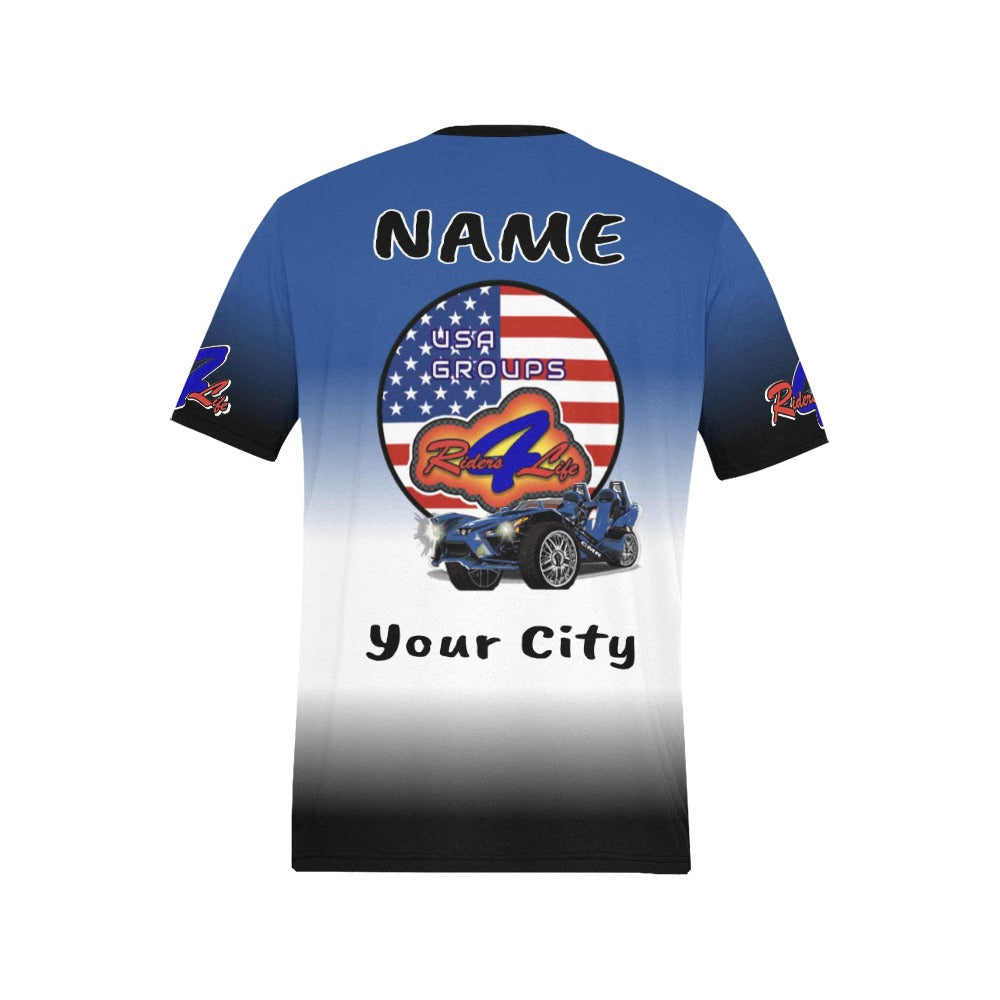 R4L Customizable USA Groups Casual Tee - Add your City, State and Name - 8 Colors