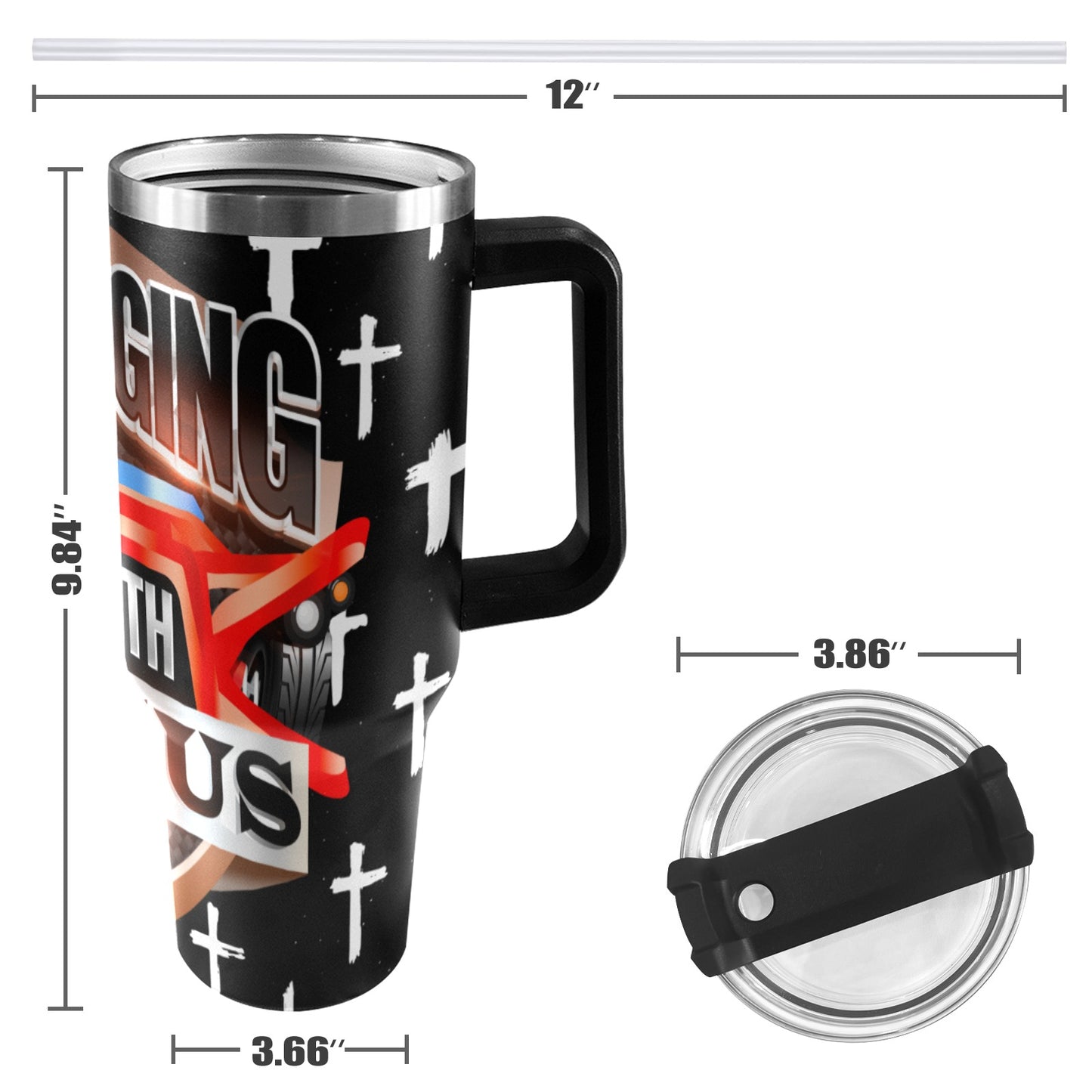 R4L Slinging with Jesus 40oz Stainless Steel Stanley Mug 40oz Tumbler with Black Handle
