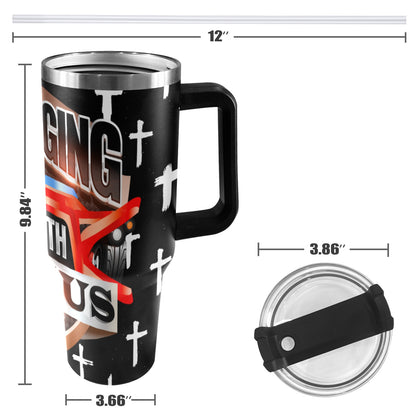 R4L Slinging with Jesus 40oz Stainless Steel Stanley Mug 40oz Tumbler with Black Handle
