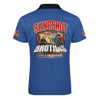 R4L Short-Sleeve Zip Polo Shirt - Blu