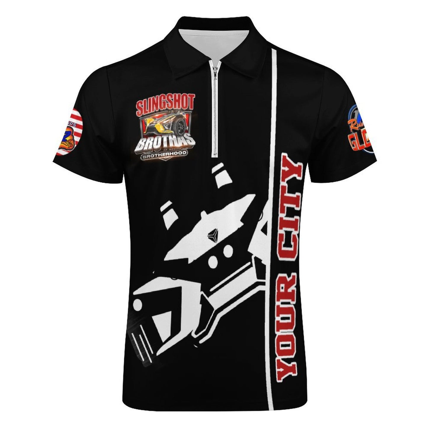 R4L Short-Sleeve Zip Polo Shirt - Blk