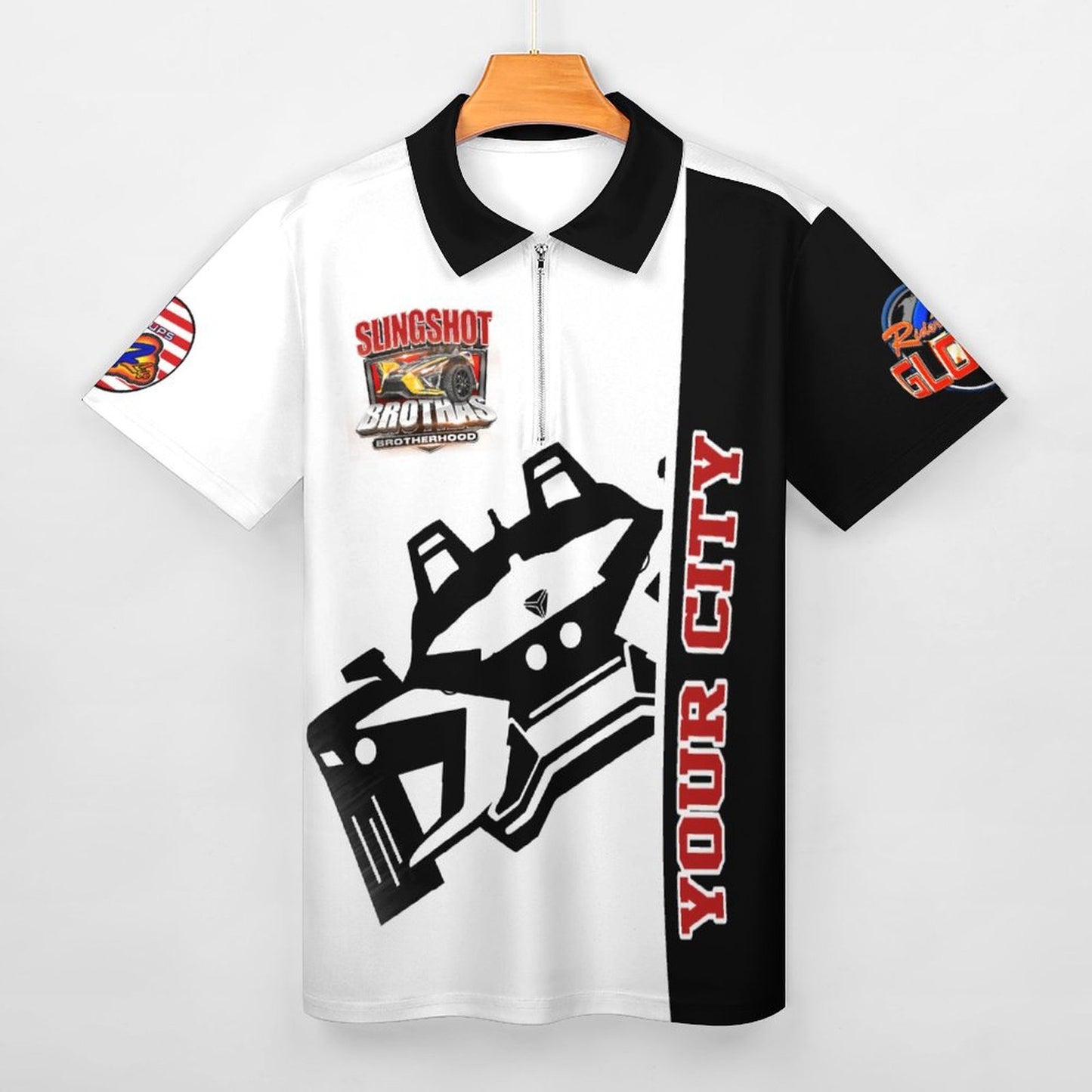 R4L Short-Sleeve Zip Polo Shirt - Wht