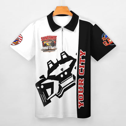 R4L Short-Sleeve Zip Polo Shirt - Wht