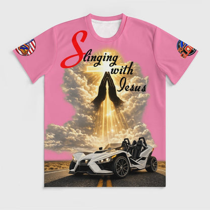 R4L Slinging with Jesus Praying Hands 2 Ice Silk Tee Pnk