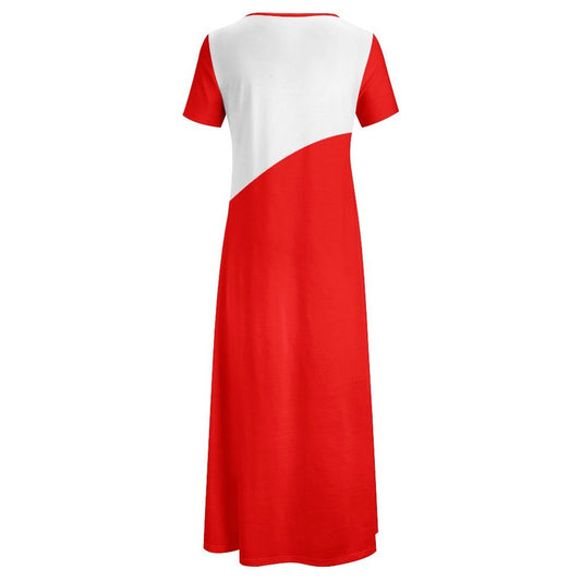R4L Slinging Out Hunger Short Sleeve Round-Neck Long Dress - Red