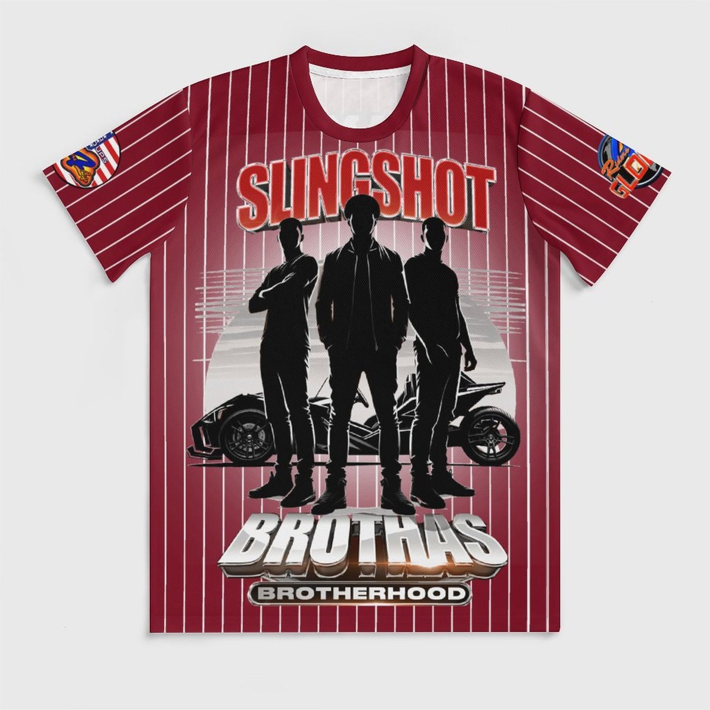 R4L Slingshot Brothas Striped Ice Silk Tee - Maroon