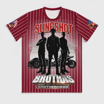 R4L Slingshot Brothas Striped Ice Silk Tee - Maroon